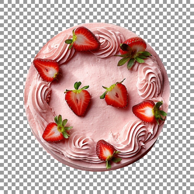 PSD delicious strawberry cake with fresh strawberries isolated on transparent background