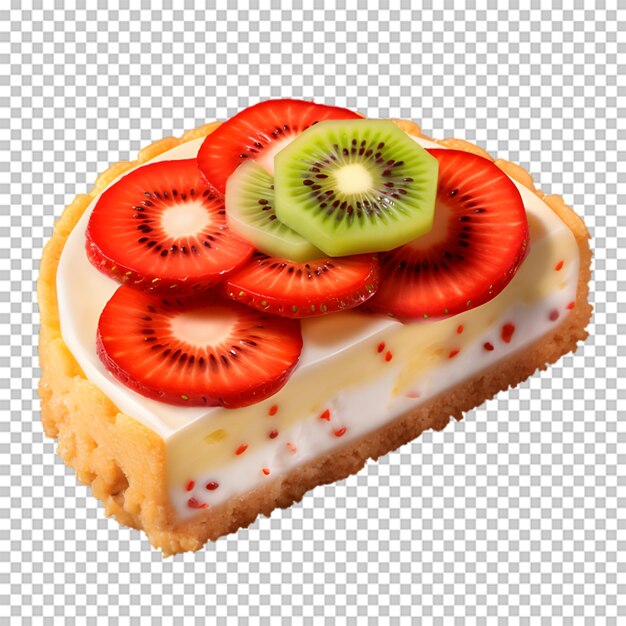 Delicious strawberry and kiwi cake isolated on transparent background