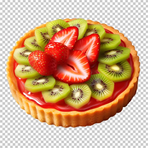 Delicious strawberry and kiwi cake isolated on transparent background