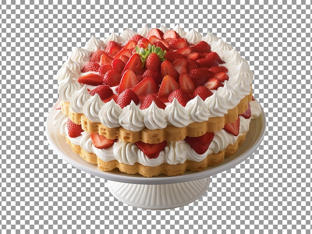 PSD 투명 배경에 고립 된 맛있는 딸기 쇼트 케이크