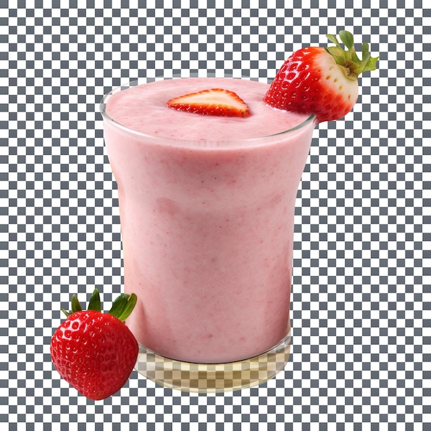 delicious strawberry smoothie glass isolated on transparent background