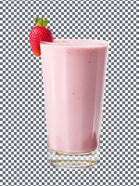 Delicious strawberry smoothie glass isolated on transparent background