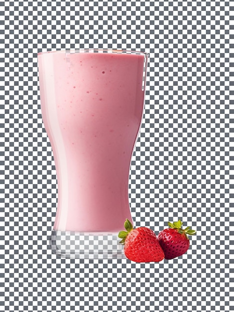 Delicious strawberry smoothie glass isolated on transparent background