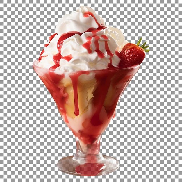 PSD delicious strawberry sundae isolated on transparent background