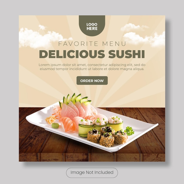 Delicious sushi instagram post banner template