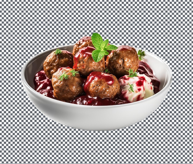 Delicious swedish meatballs isolated on transparent background