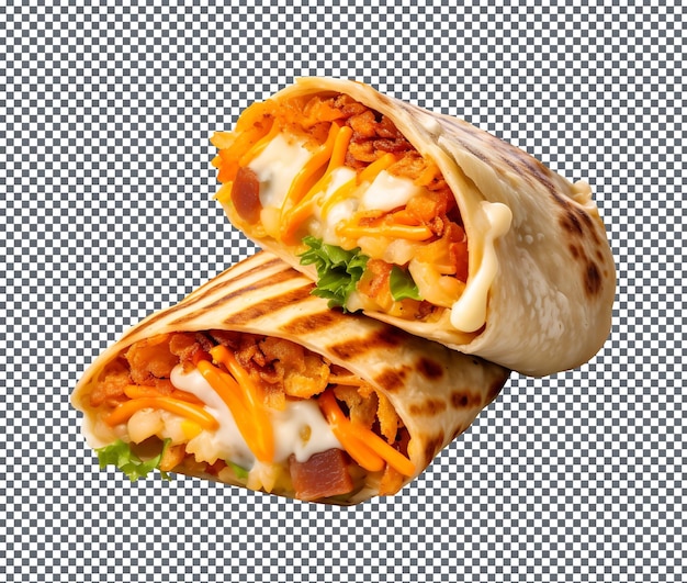 PSD delicious sweet potato hash brown wrap burger isolato su sfondo trasparente