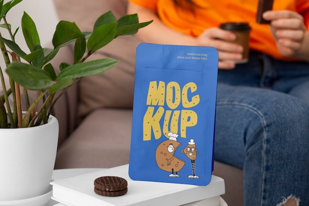 Delicious sweet snacking  mockup