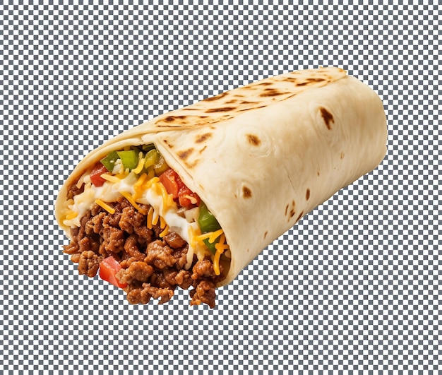 PSD delicious and tasty wrap with appetizing fillng isolated on transparent background