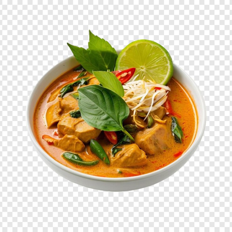 PSD delicious thai red curry chicken aromatic spicy savory bowl
