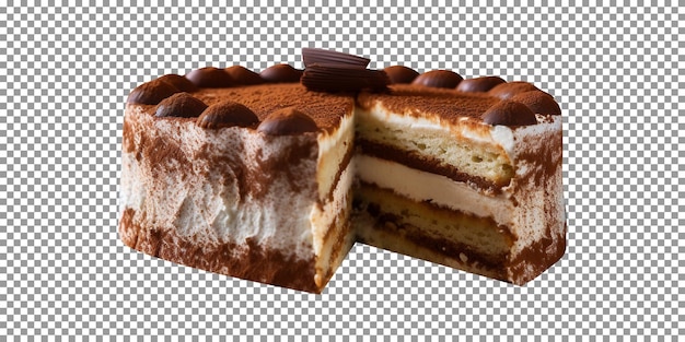 Deliziosa torta al tiramisù isolata su sfondo trasparente