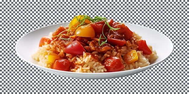 Delicious tomato fried rice plate isolated transparent background