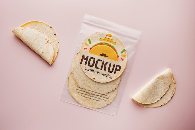 PSD delicious tortilla packaging mockup