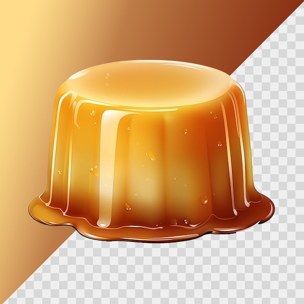 Delicious vanilla pudding with caramel sauce