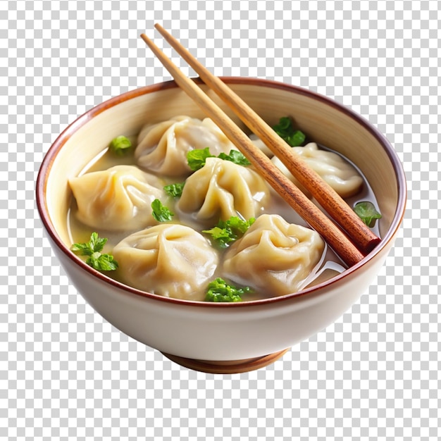 PSD delicious wonton soup on bowlisolated on transparent background