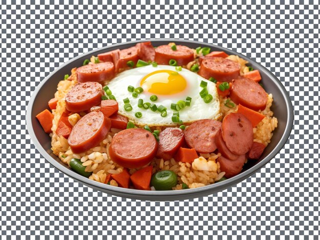 PSD delicious and yummy fried rice with peas isolated on transparent background