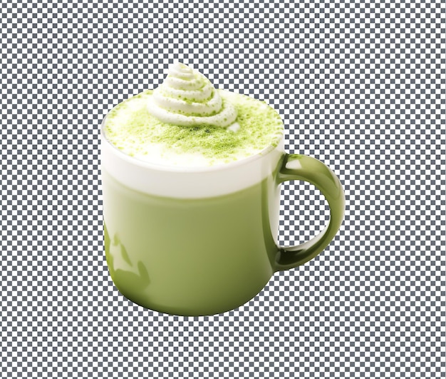 PSD delicious and yummy matcha white hot chocolate isolated on transparent background