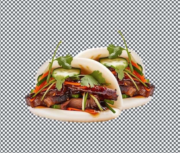 Delicious and yummy pork belly buns isolated on transparent background