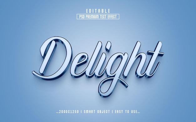 Delight 3d Redigerbar teksteffekt PSD med bakgrunn