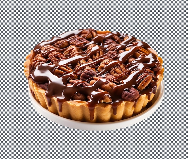 Delightful chocolate caramel pecan isolated on transparent background