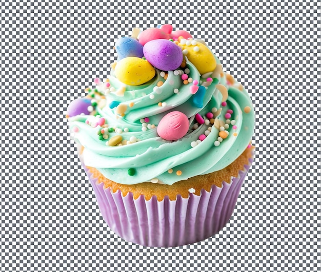 PSD delightful easter themed cupcake isolated on transparent background