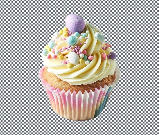 Delightful easter themed cupcake isolated on transparent background