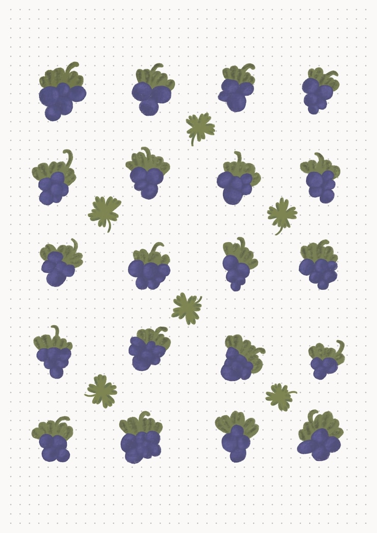 PSD a delightful pattern of purple grapes with green leaves