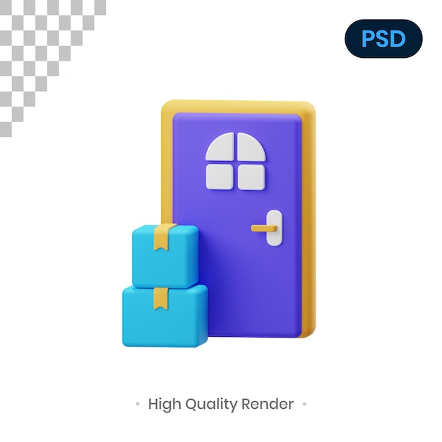 Delivery Box 3D Render Illustration Premium Psd