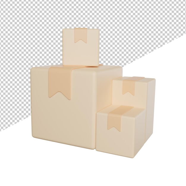 PSD delivery box packaging side view 3d rendering icon illustration on transparent background