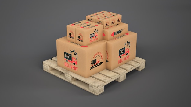 delivery boxes on pallet