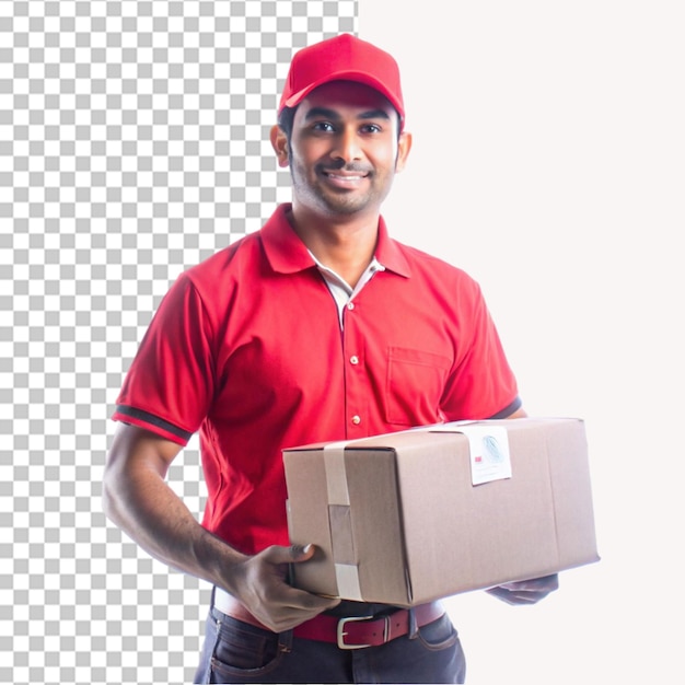 a delivery boy on a transparent background