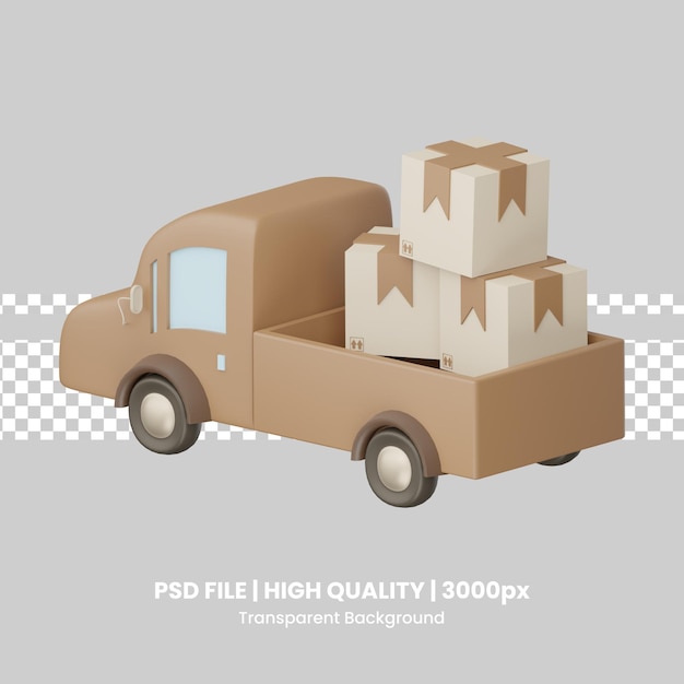 PSD 3d-икона доставки автомобилей