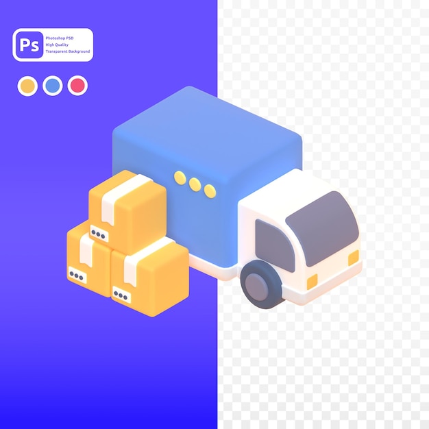 グラフィックアセットのWebプレゼンテーションまたはその他の3Dレンダリングでの配達車