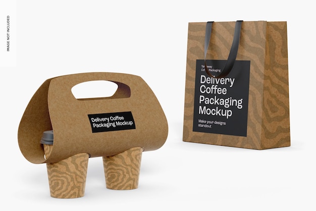 Delivery coffee packaging mockup, side view