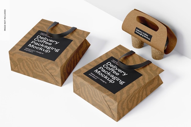 Delivery coffee packaging mockup