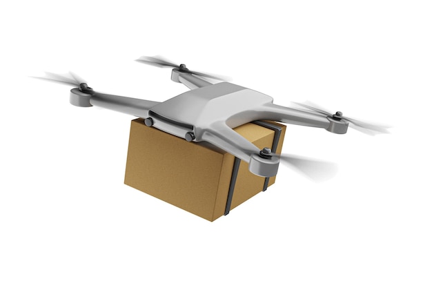 A delivery drone with a card box