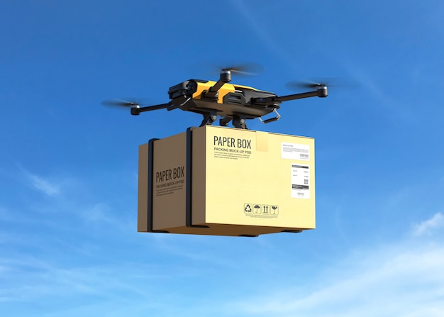 Delivery drone with the cardboard