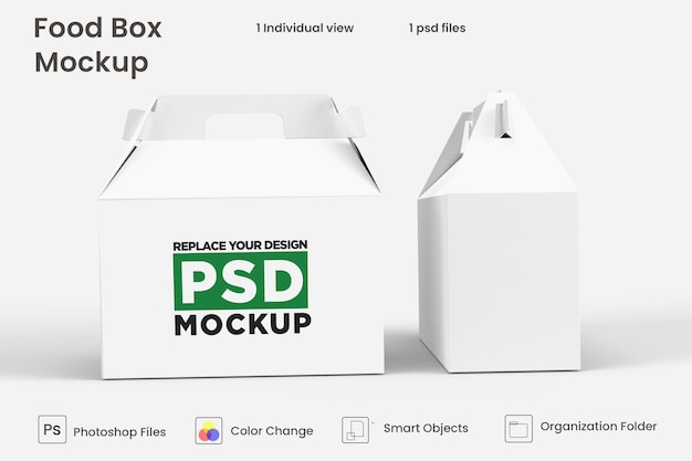 PSD delivery food brown box mockup design