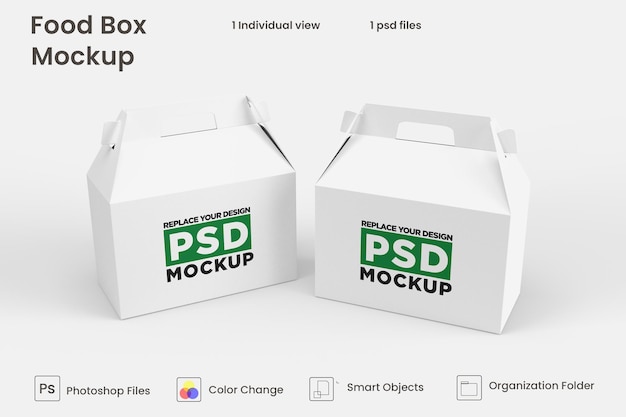 PSD Дизайн макета коричневой коробки для еды