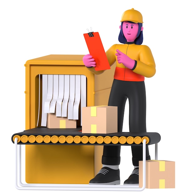 Delivery Girl Controle Conveyor Verzending van pakketten