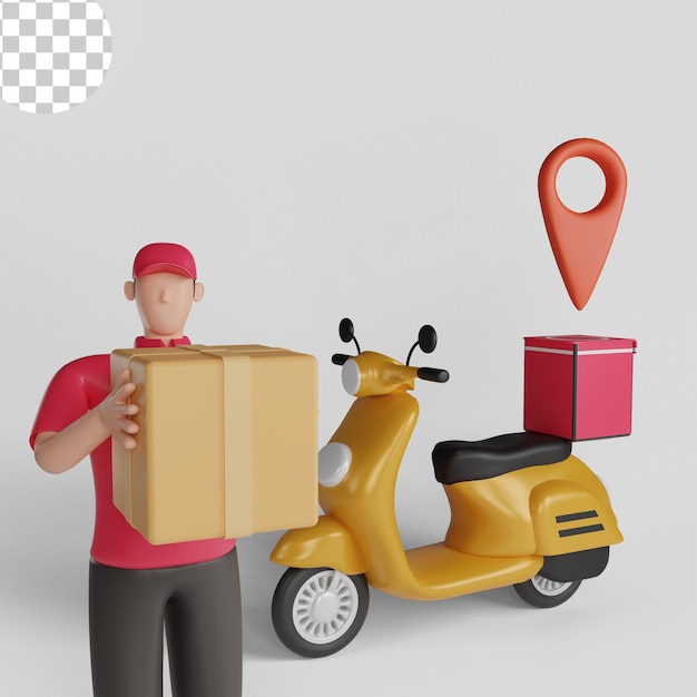 delivery guy on motor scooter. psd premium