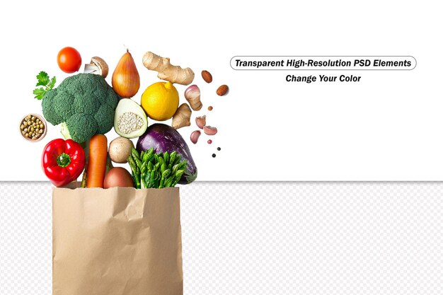 Delivery of healthy food background vegetarian food in paper bag vegetables