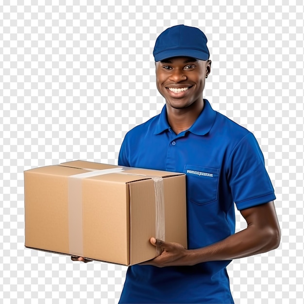 PSD delivery man on transparency background psd