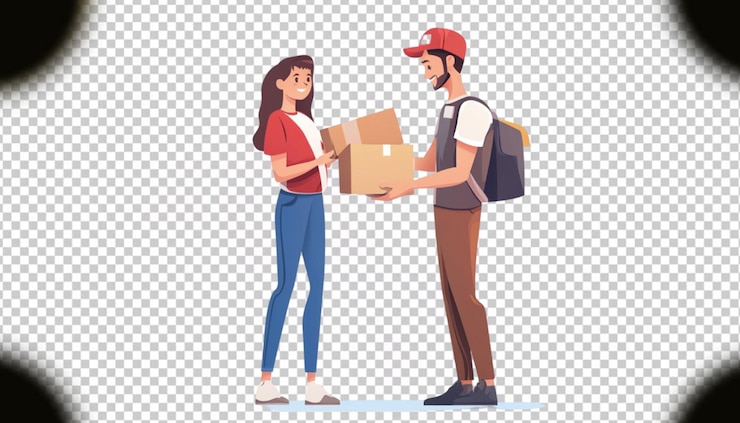 PSD delivery man on transparent background