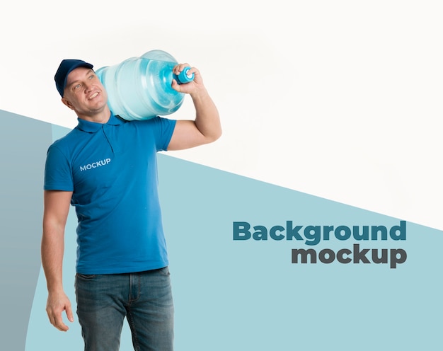 PSD delivery man with background mock-up