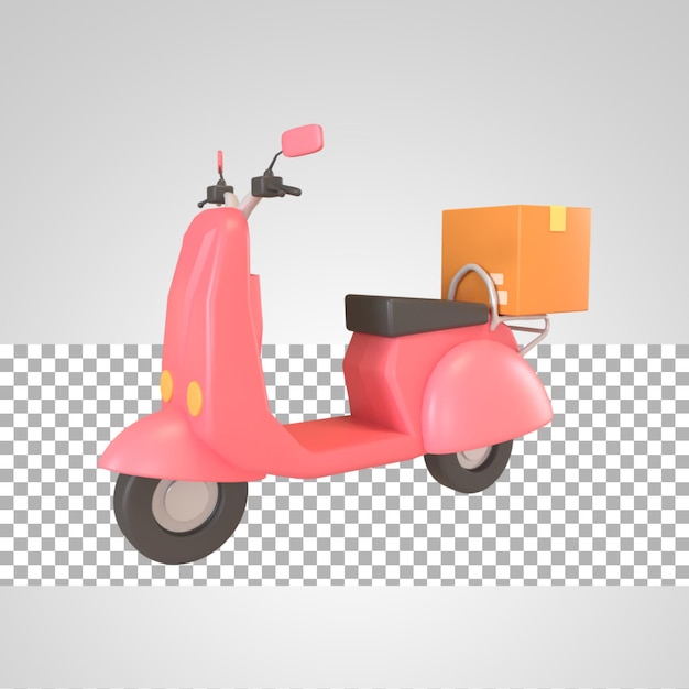 Delivery motorbike with package box 3d rendering