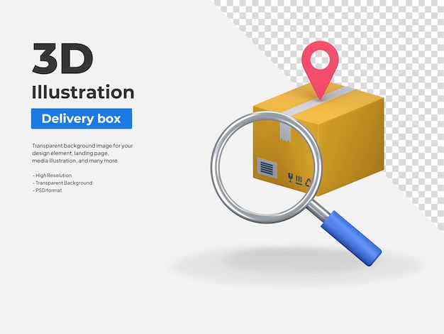 Delivery package inspection 3d render illustration