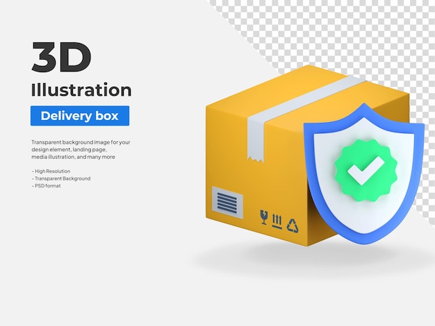 Delivery package insurance protection 3d icon illustration