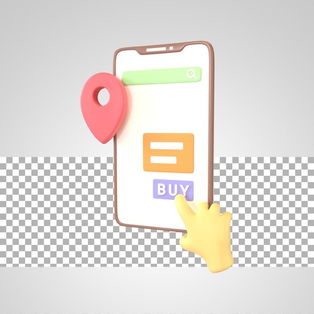 PSD delivery phone and location icon 3d rendering