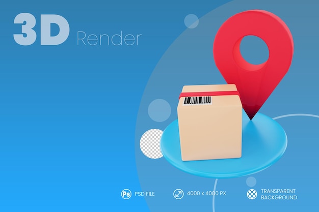 PSD delivery point 3d render isolated background